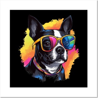 Boston Terrier with a splash of color Posters and Art